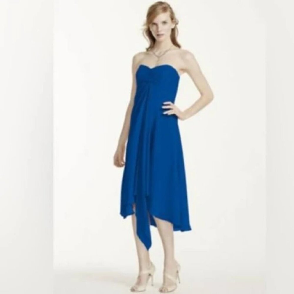 Plus David's Bridal Deep Blue Dress Size 20 Strapless